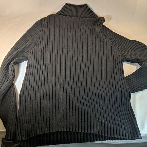 Gap Black Knit Sweater Mens Large L Collared 1/4 Button Long Sleeve 100% Cotton - Picture 11 of 11
